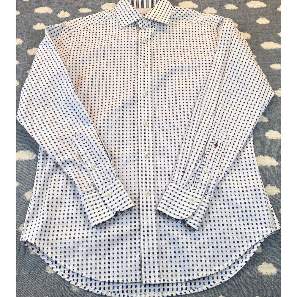 Robert Graham Patterned Shirt Blue White Size Small